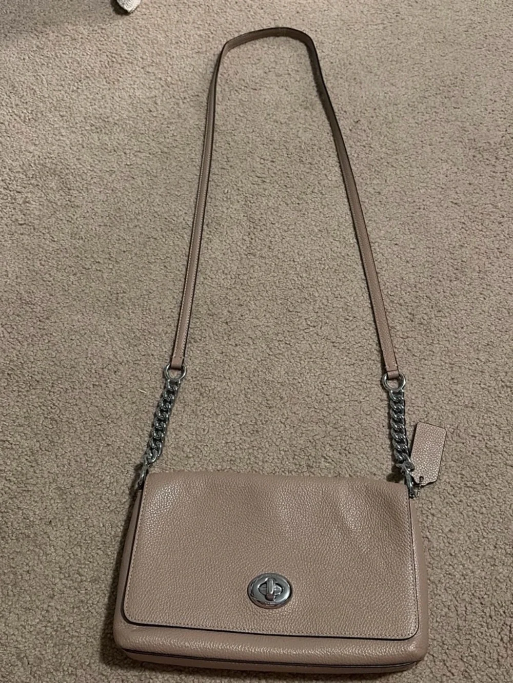 Coach Taupe Leather Crossbody Shoulder Bag - Sleek Everyday Style